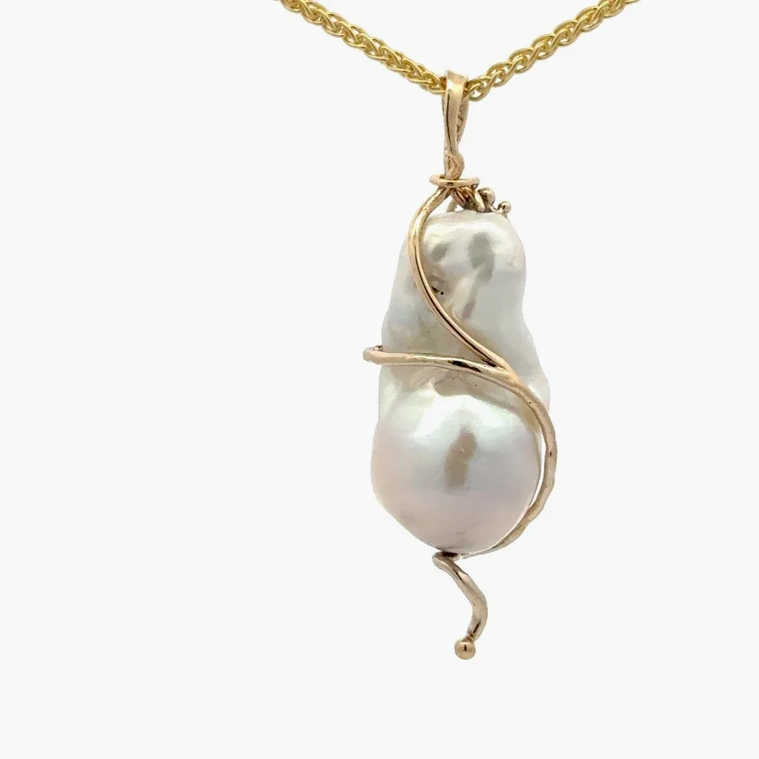Freeform Fresh Water Baroque Pearl Pendant by Sharon Teaman — view 2