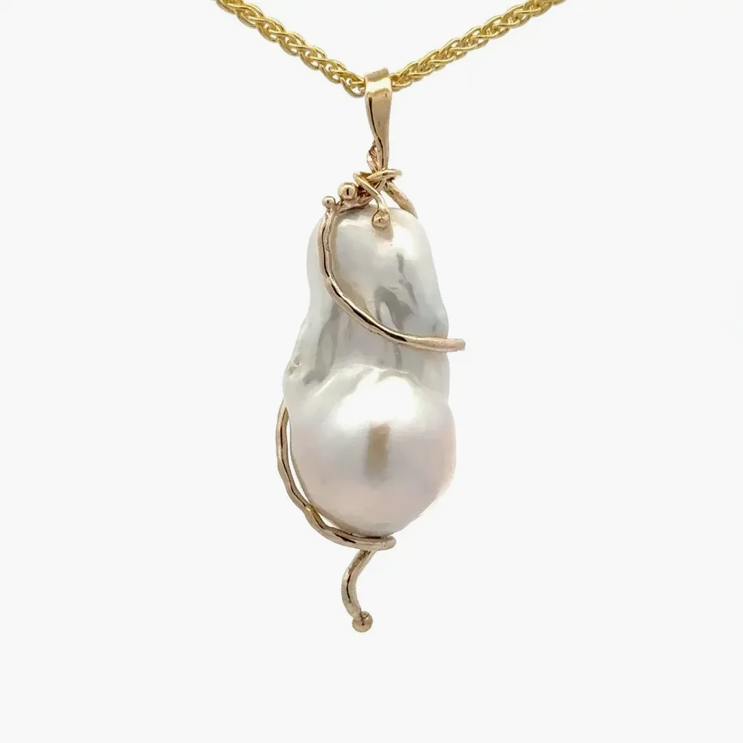 Freeform Fresh Water Baroque Pearl Pendant by Sharon Teaman — view 3