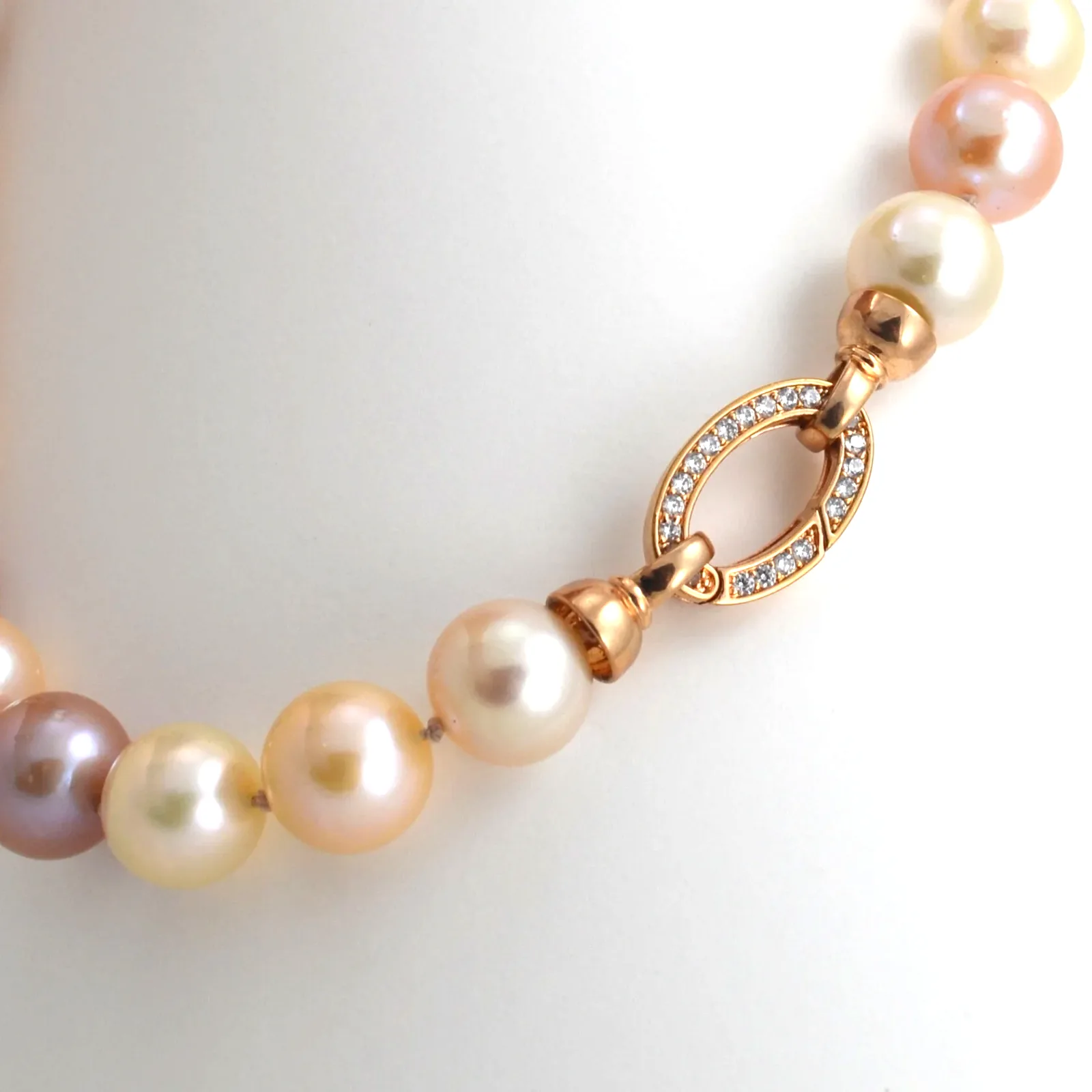 Fresh Water FINE Ming Pearls graduated from 15 to 12mm diameter in Natural Colors: Purplish/Pink, Pink, Peach, Blush colors by Sharon Teaman — view 2