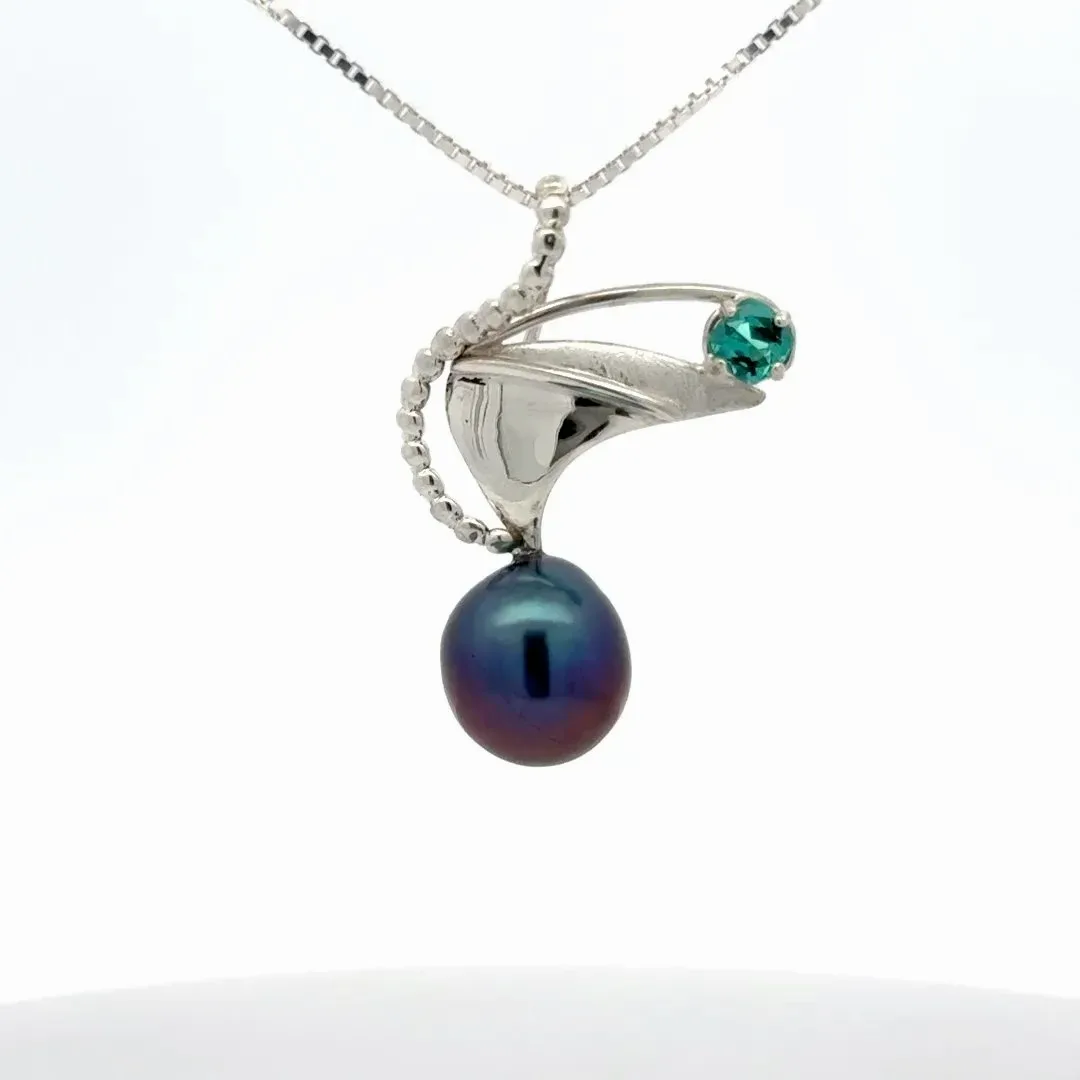 Freshwater Aubergine and Tourmaline Pendant by Sharon Teaman — view 3