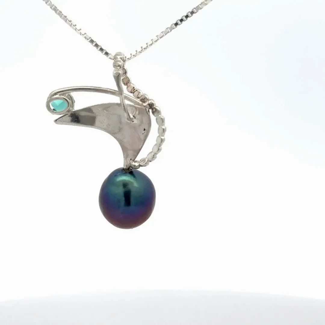 Freshwater Aubergine and Tourmaline Pendant by Sharon Teaman — view 5