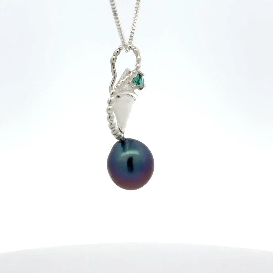 Freshwater Aubergine and Tourmaline Pendant by Sharon Teaman — view 6