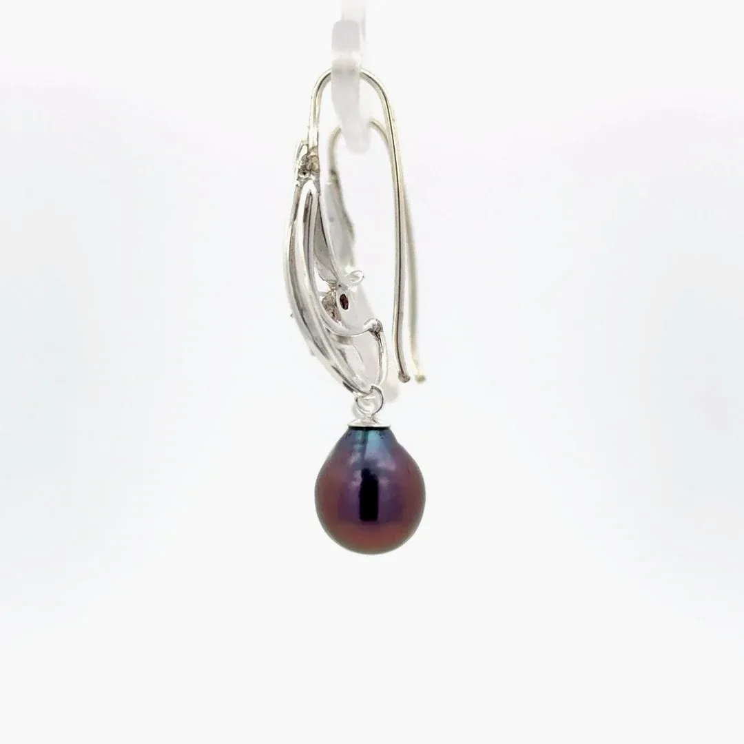 Freshwater Aubergine Pearl Earrings with Amethyst by Sharon Teaman — view 6