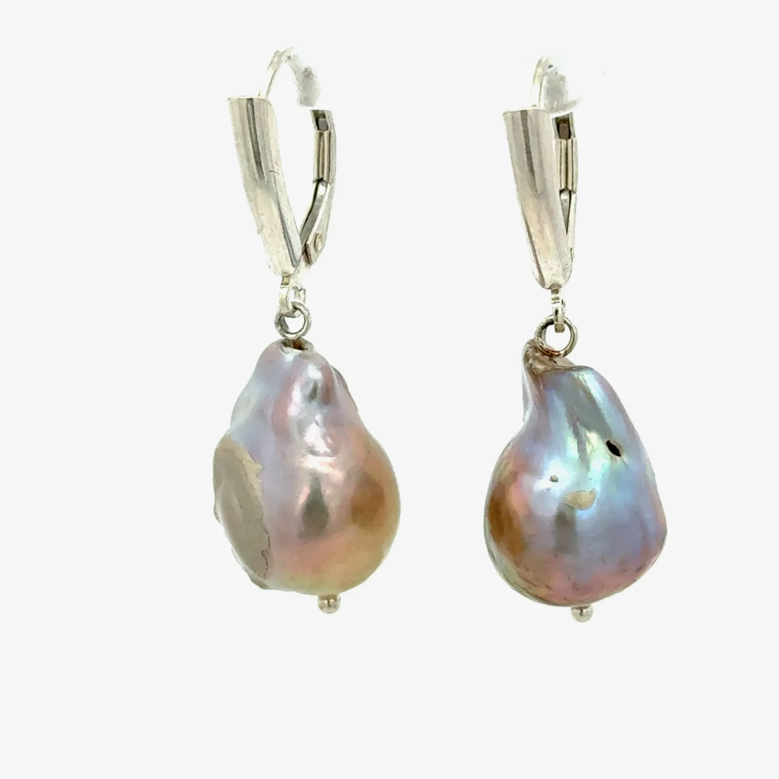Freshwater Baroque Lavender/Pink Pearl Lever Back Earrings 20x12mm by Sharon Teaman — view 1