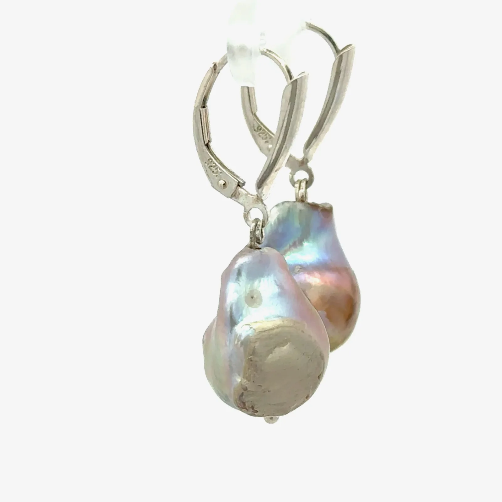 Freshwater Baroque Lavender/Pink Pearl Lever Back Earrings 20x12mm by Sharon Teaman — view 2