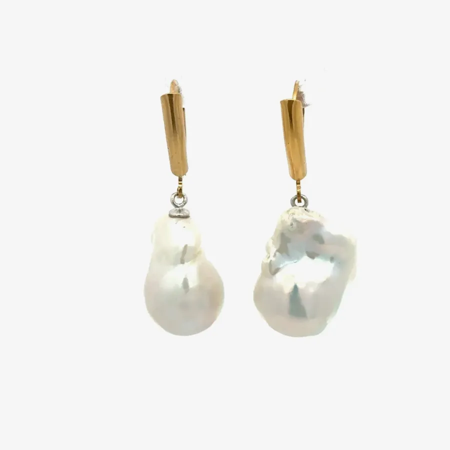 Freshwater Baroque White Lever Back Earrings by Sharon Teaman