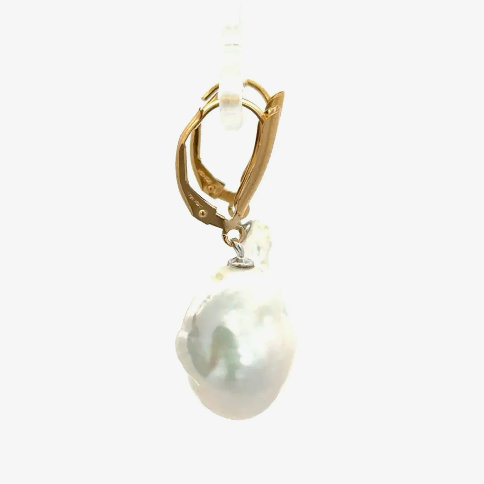 Freshwater Baroque White Lever Back Earrings by Sharon Teaman — view 2