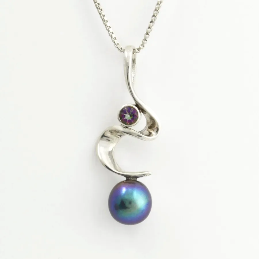 Freshwater (Blue/Purple) Pearl Pendant accented with Mystic Topaz by Sharon Teaman