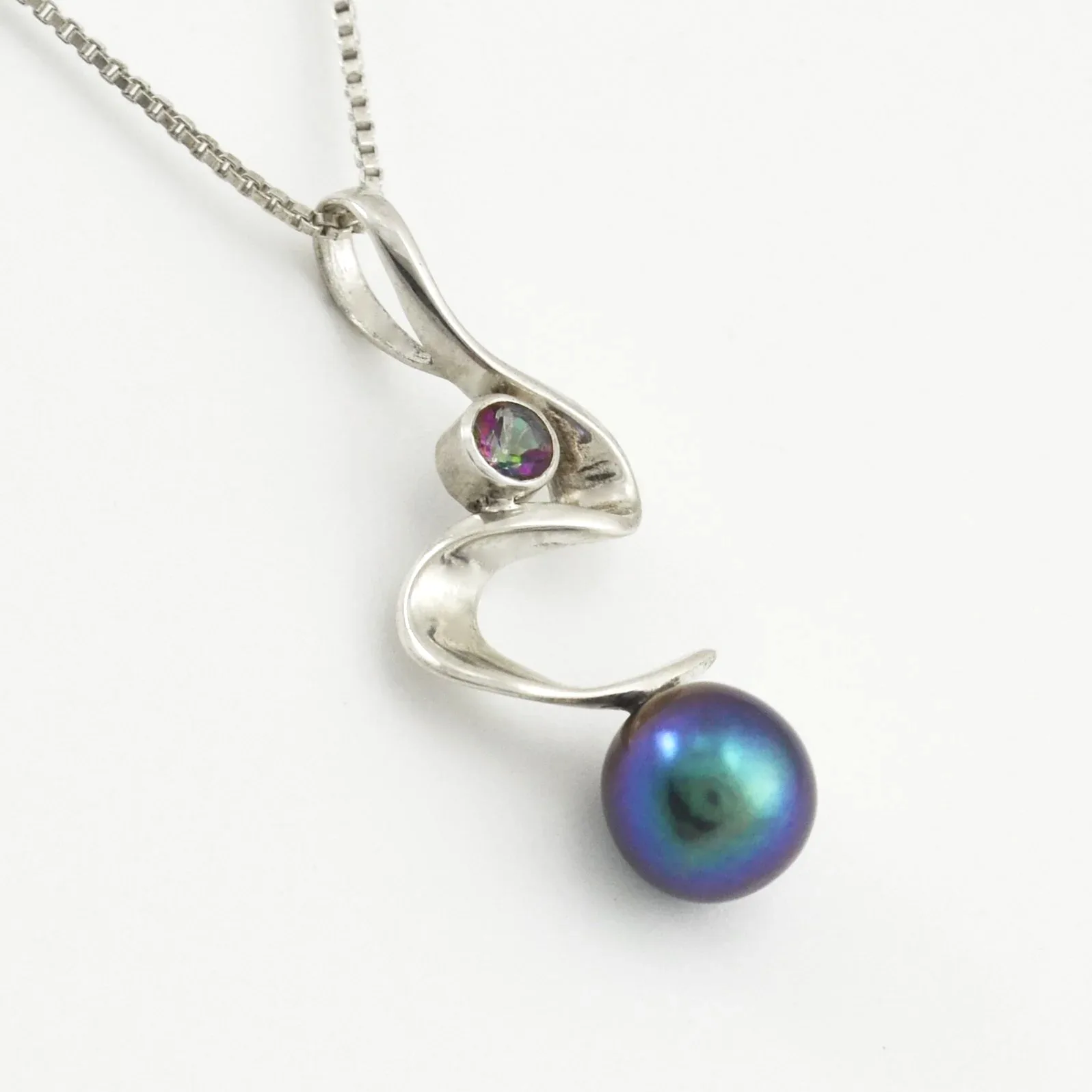 Freshwater (Blue/Purple) Pearl Pendant accented with Mystic Topaz by Sharon Teaman — view 2
