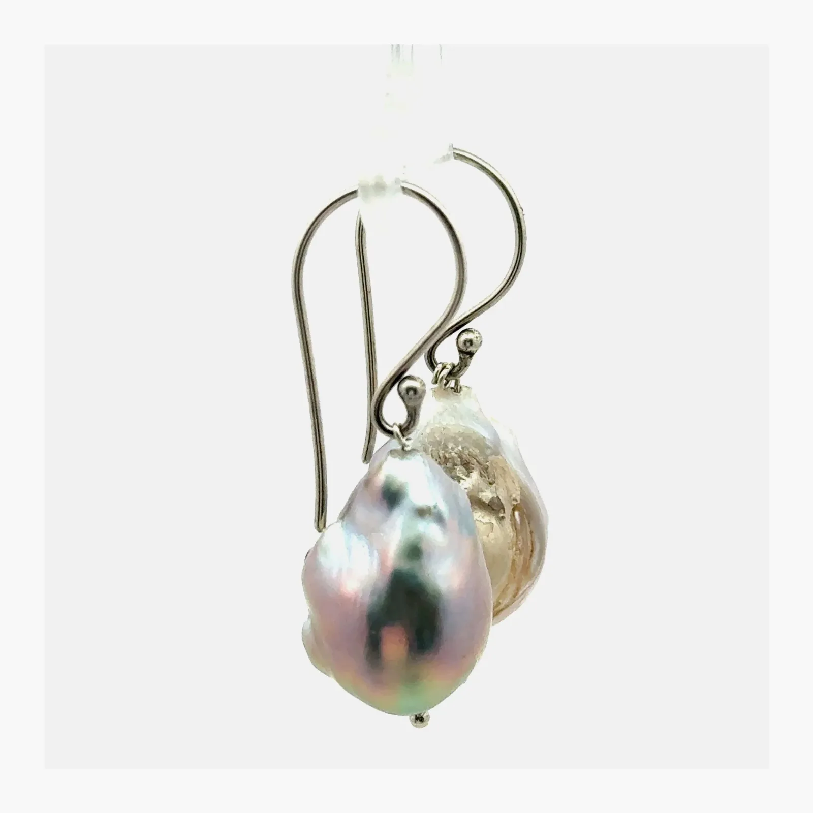 Freshwater Lavender/Pink Baroque Pearl Earrings by Sharon Teaman — view 2