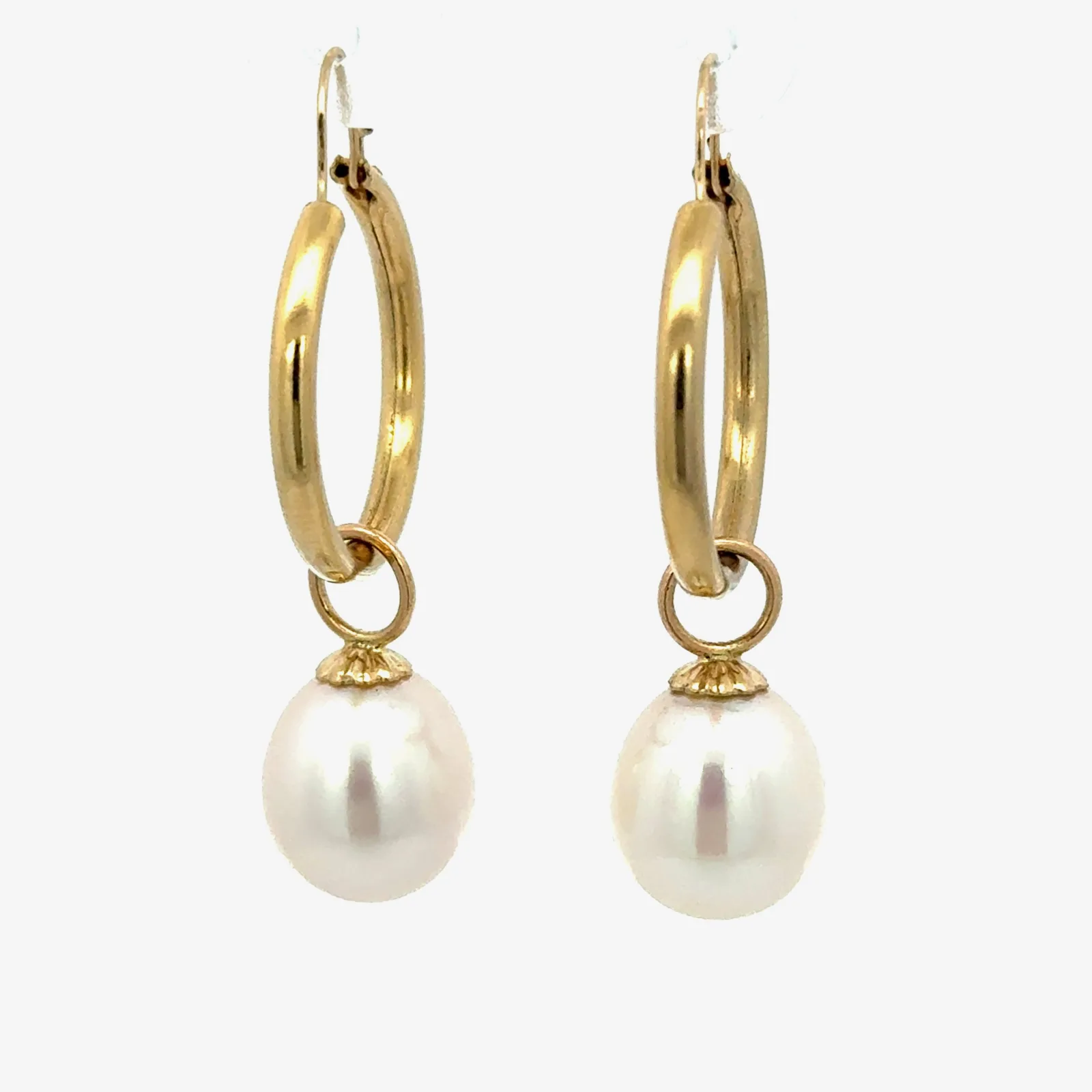 Freshwater Matching Freshwater Pearl Dangles - Featured on 14K Yellow gold Hoops (Priced Separately) by Sharon Teaman — view 1