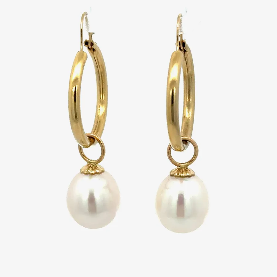 Freshwater Matching Freshwater Pearl Dangles - Featured on 14K Yellow gold Hoops (Priced Separately) by Sharon Teaman