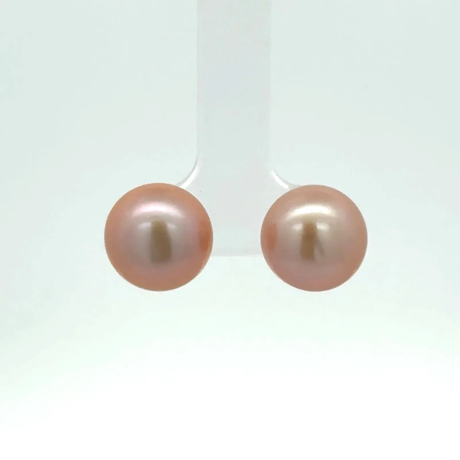 Freshwater Pink Pearl Button Studs 12mm by Sharon Teaman — view 1