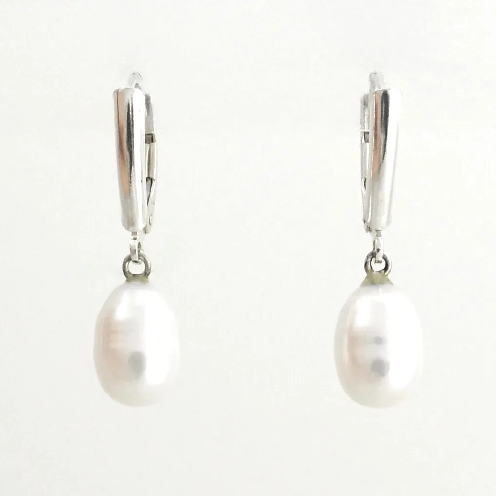 Freshwater White Pearl Earrings — 10×7.5mm by Sharon Teaman — view 1