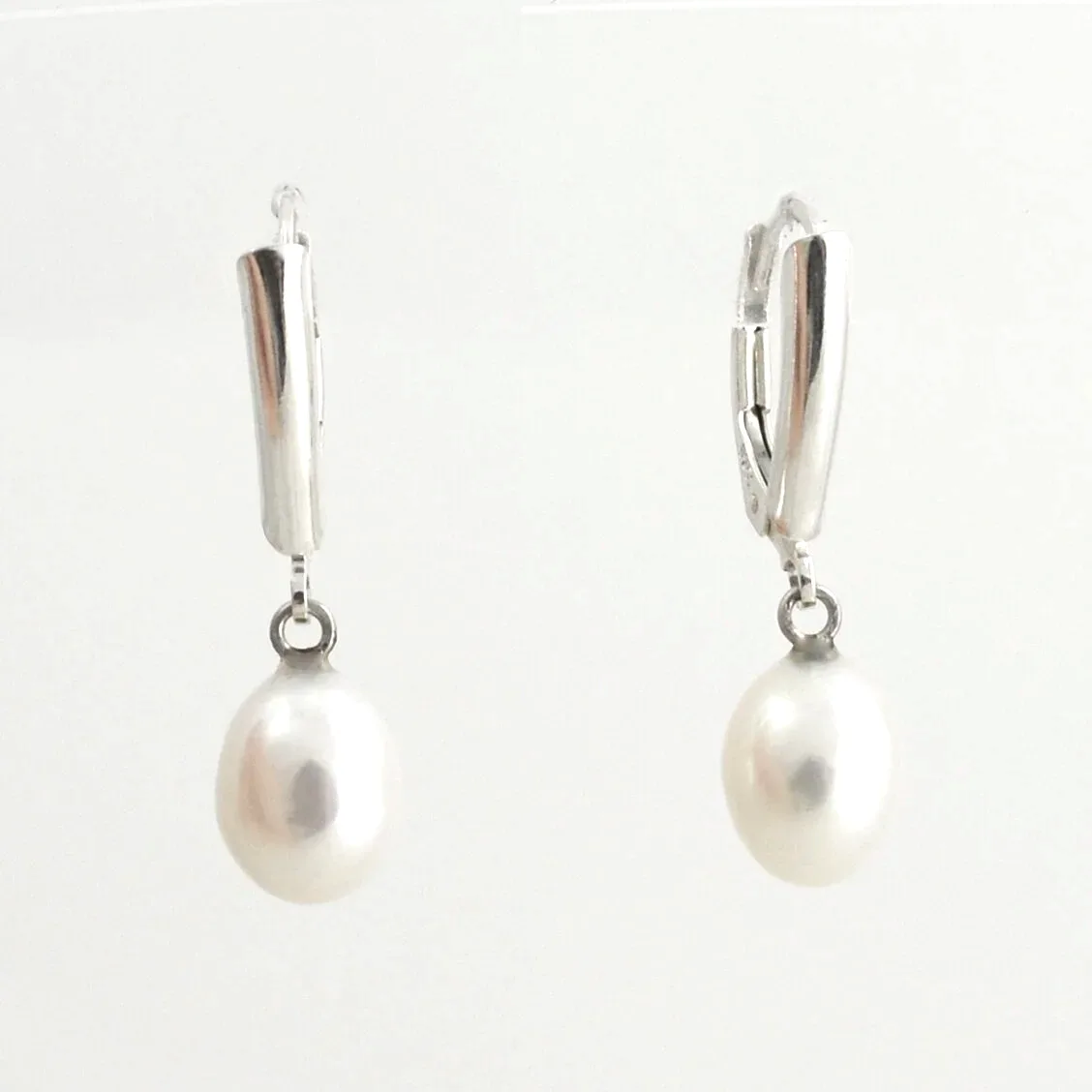 Freshwater White Pearl Earrings — 9.5×7.5mm by Sharon Teaman — view 1