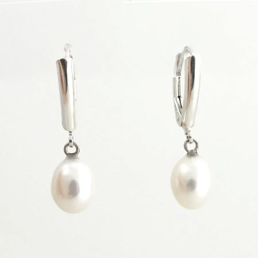Freshwater White Pearl Earrings — 9.5×7.5mm by Sharon Teaman
