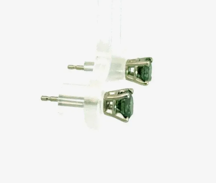 Green Diamond Studs .64 total weight by Sharon Teaman — view 2
