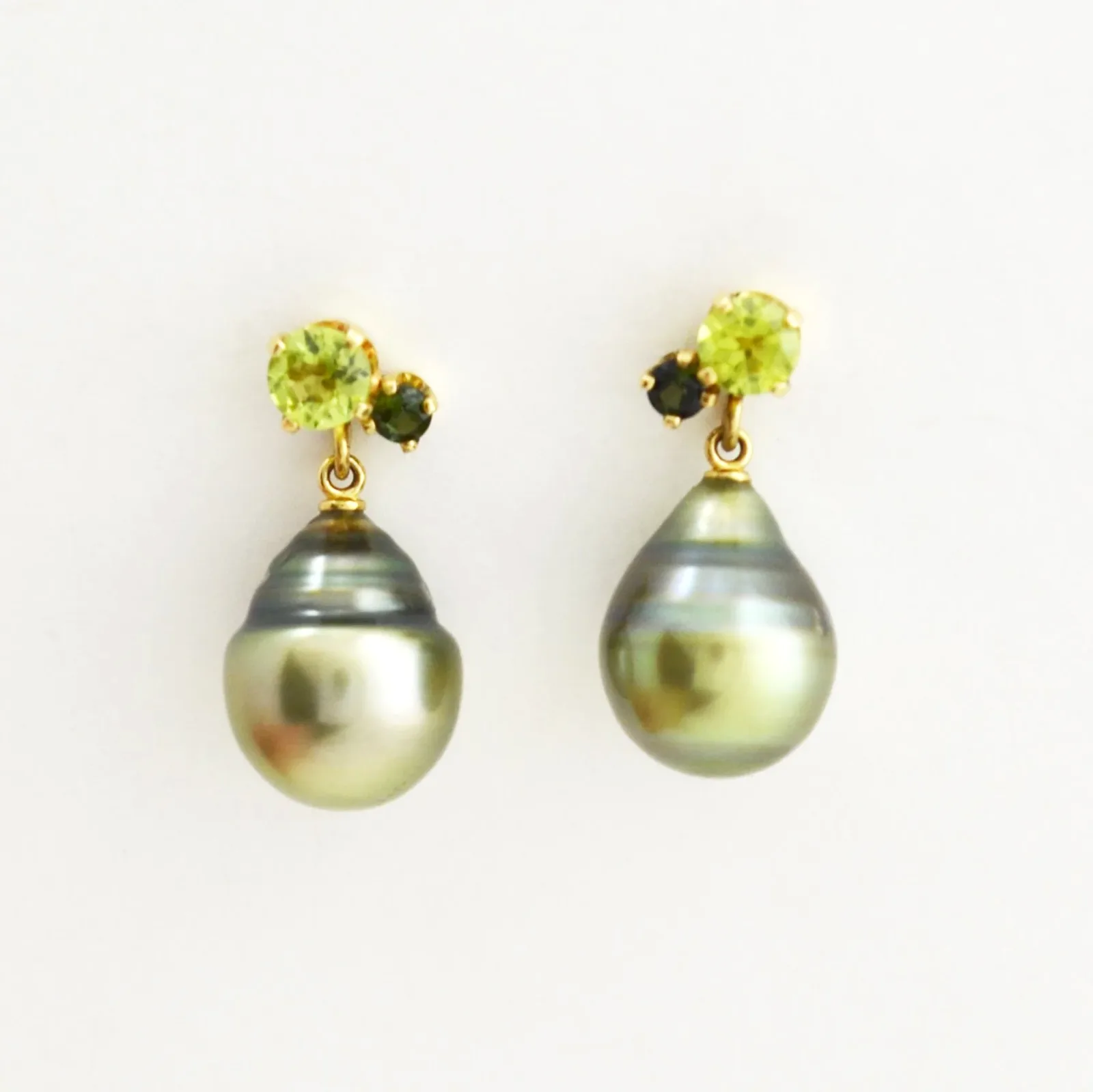Green Tahitian Pearl Earrings by Sharon Teaman — view 1