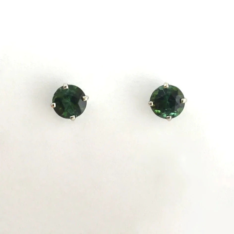 Green (Teal) Tourmaline Studs - 4.6mm by Sharon Teaman — view 1