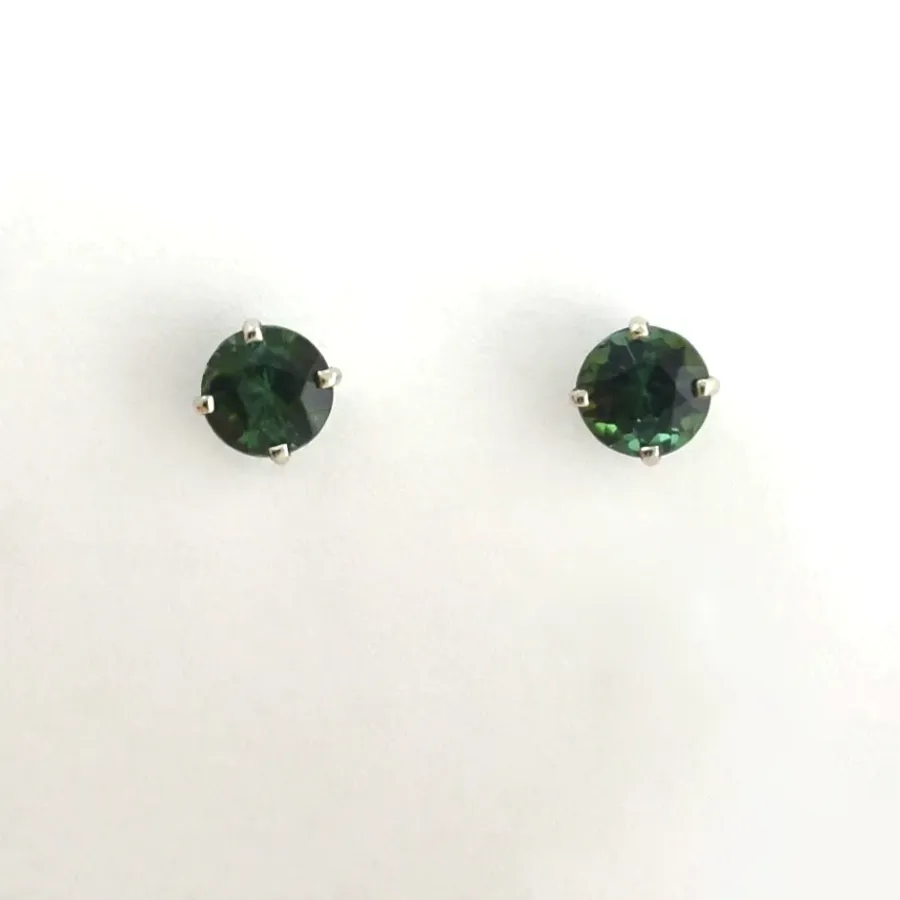 Green (Teal) Tourmaline Studs - 4.6mm by Sharon Teaman