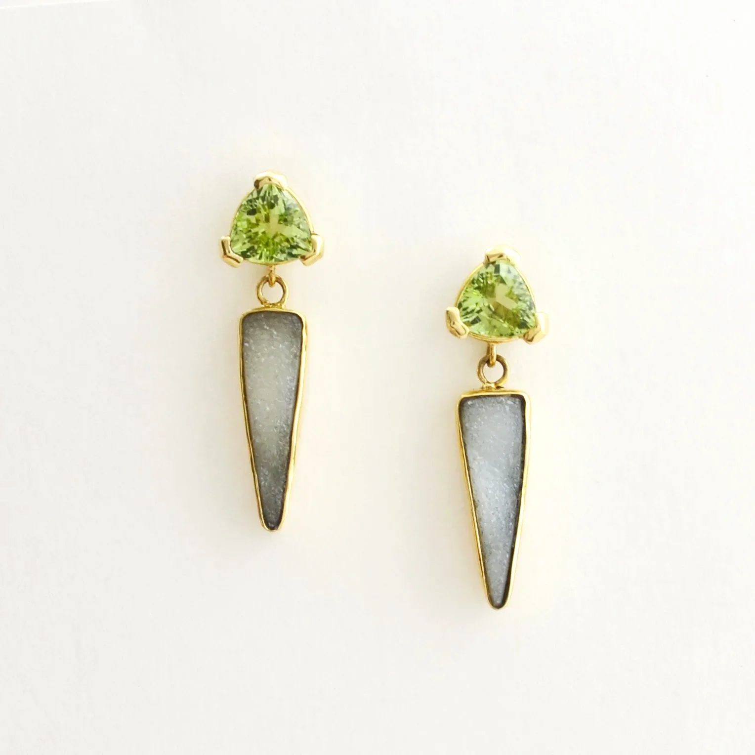 Green Tourmaline and Drusy Earrings by Sharon Teaman — view 1