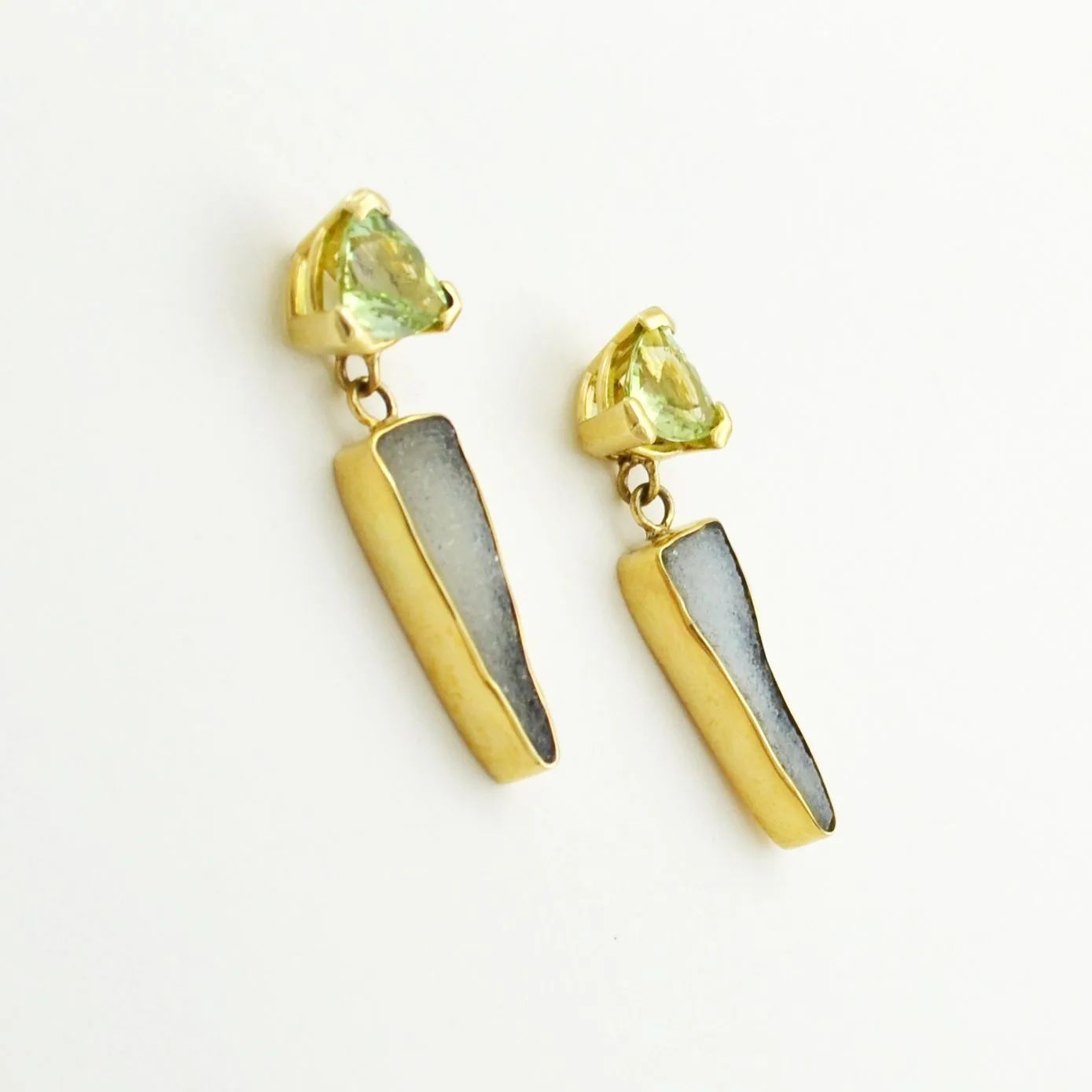 Green Tourmaline and Drusy Earrings by Sharon Teaman — view 2