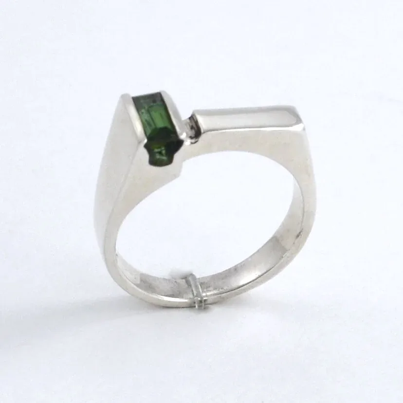 Green Tourmaline Bar Set Ring by Sharon Teaman — view 2