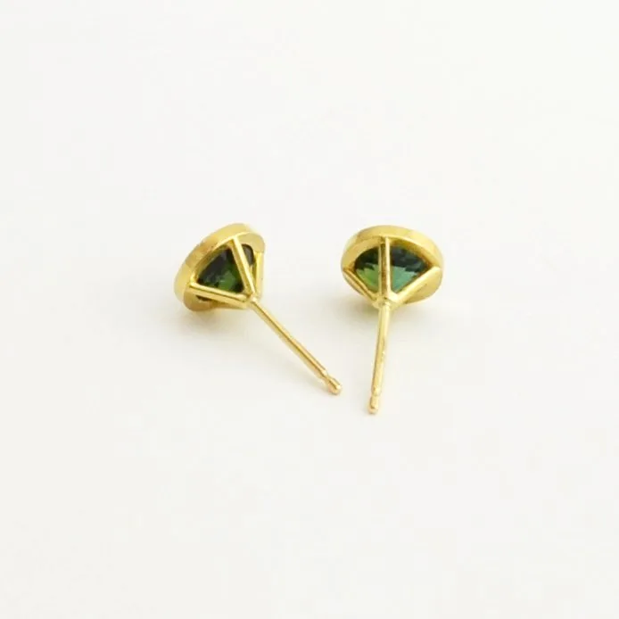 Green Tourmaline studs Bezel Set by Sharon Teaman — view 2