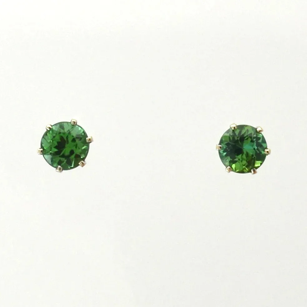 Green Tourmaline Studs "Extra Fine Mint Color" 6.0mm by Sharon Teaman — view 1