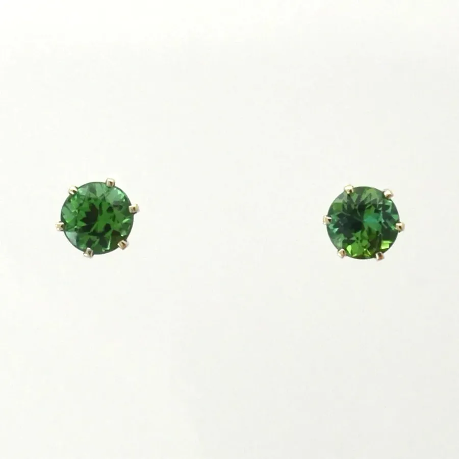 Green Tourmaline Studs "Extra Fine Mint Color" 6.0mm by Sharon Teaman