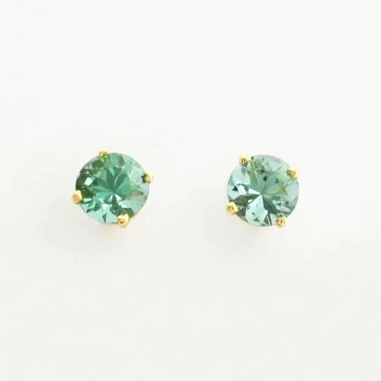Green Tourmaline Studs (Vibrant Mint Color) — Yellow Gold by Sharon Teaman