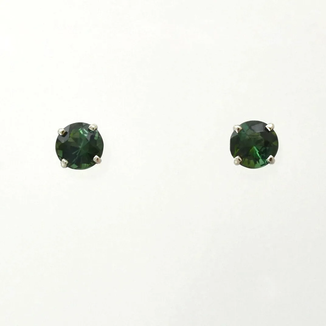 Green Tourmaline Studs — White Gold by Sharon Teaman — view 1