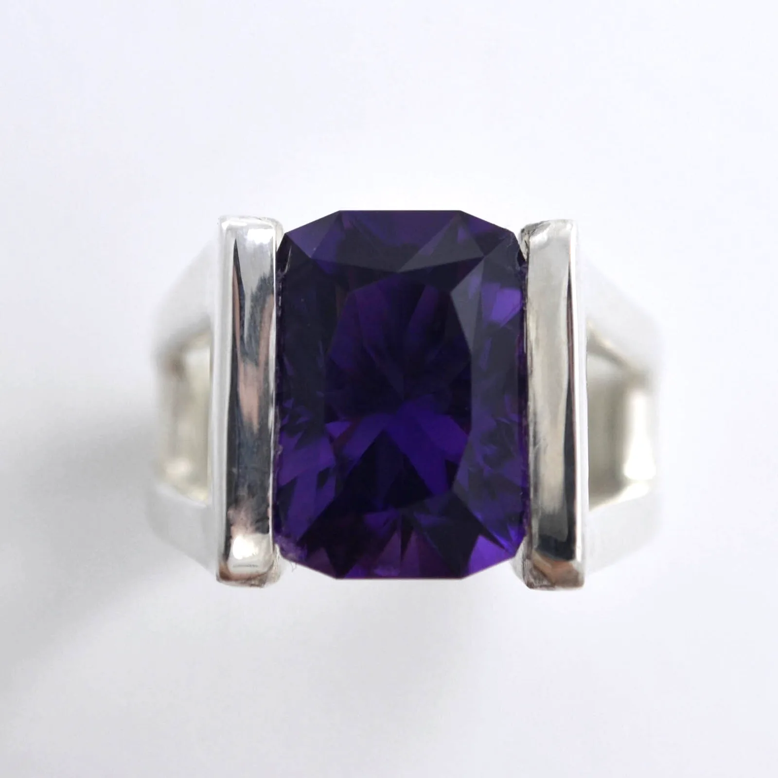 Hand Cut Amethyst Statement Ring by Sharon Teaman — view 2