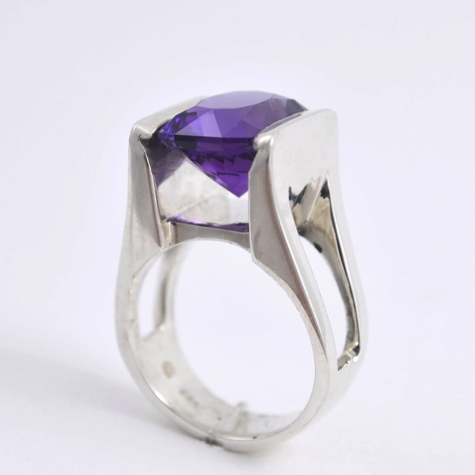 Hand Cut Amethyst Statement Ring by Sharon Teaman — view 3