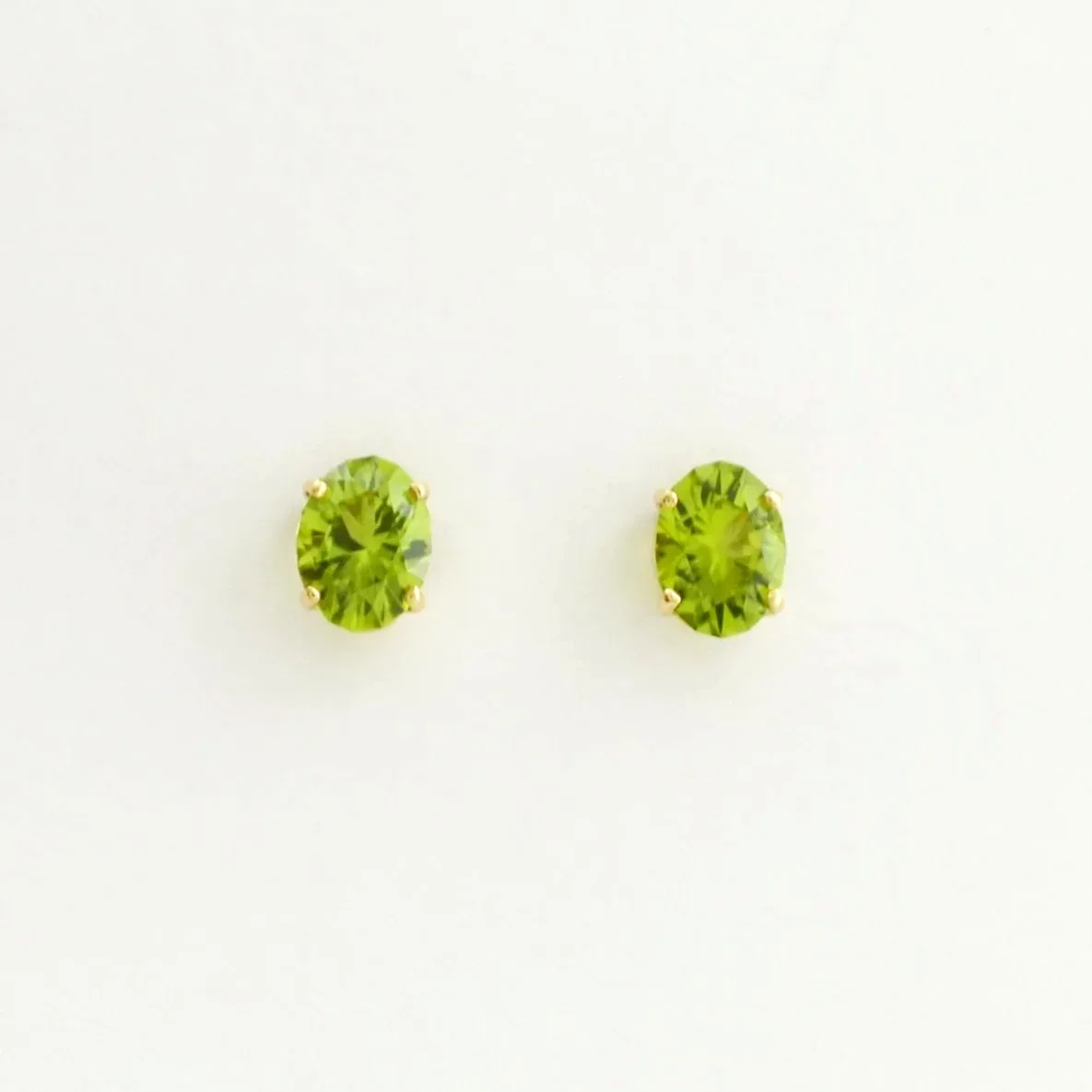 Hand cut Oval Peridot Studs by Sharon Teaman — view 1