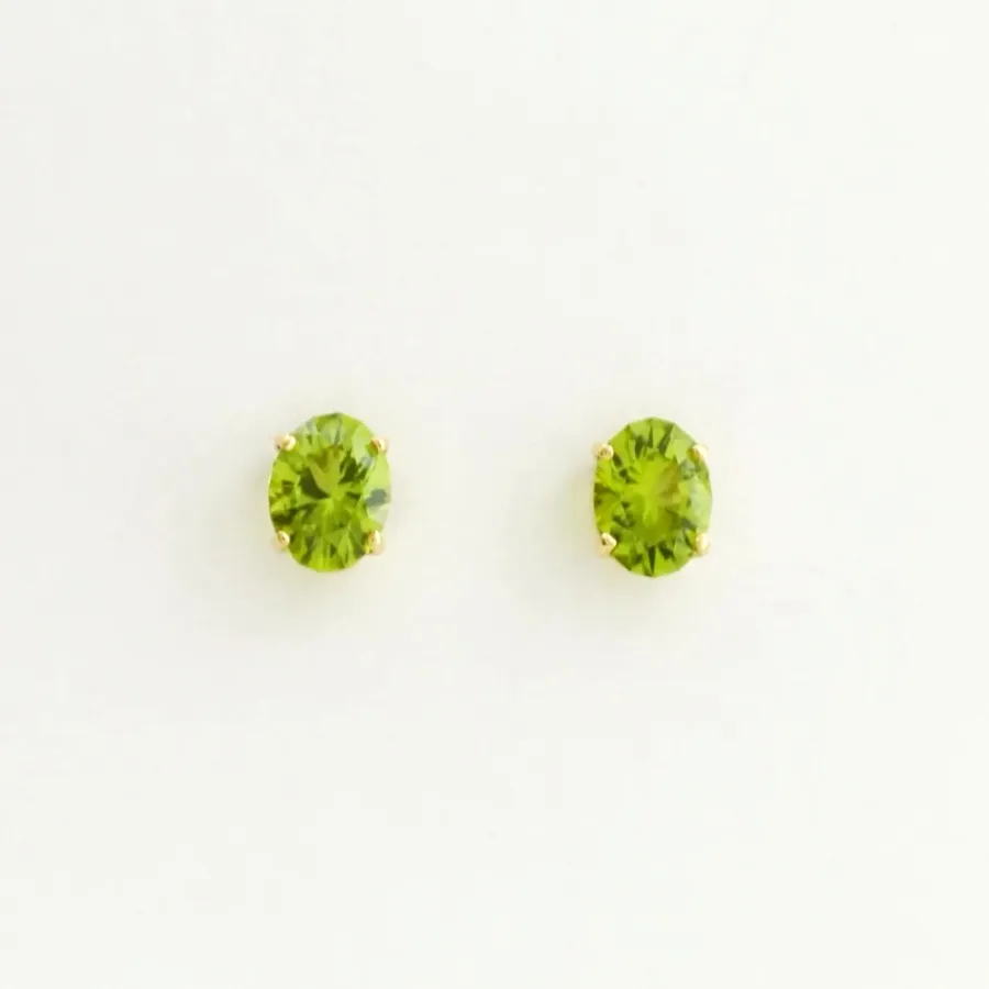 Hand cut Oval Peridot Studs by Sharon Teaman