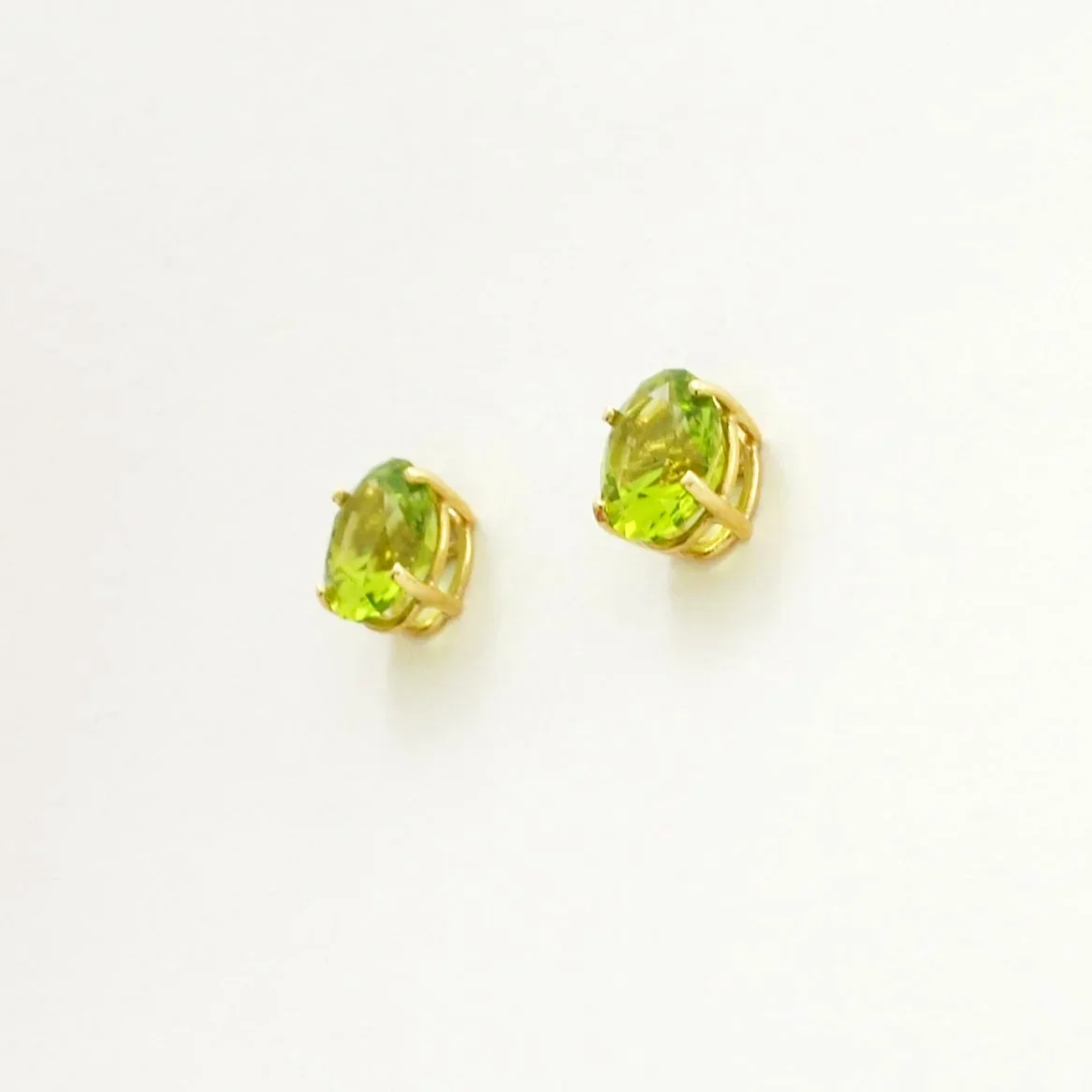 Hand cut Oval Peridot Studs by Sharon Teaman — view 2