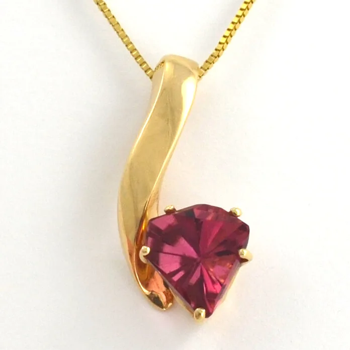 Hand Cut Pink Tourmaline Pendant by Sharon Teaman — view 1