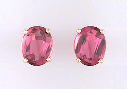 Honora Oval Pink Tourmaline Studs by Sharon Teaman — view 1