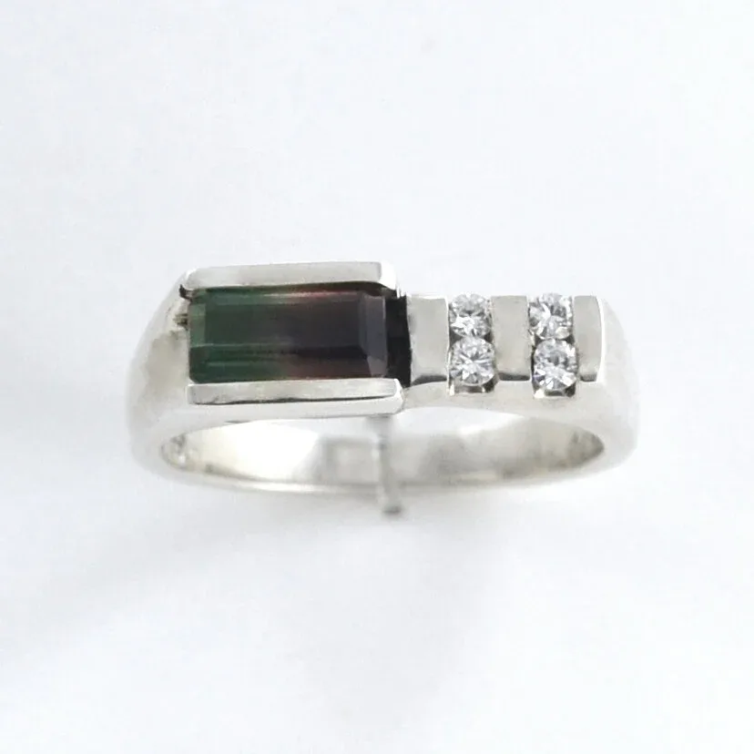 Horizontal Bar Set Watermelon Tourmaline Ring by Sharon Teaman — view 2