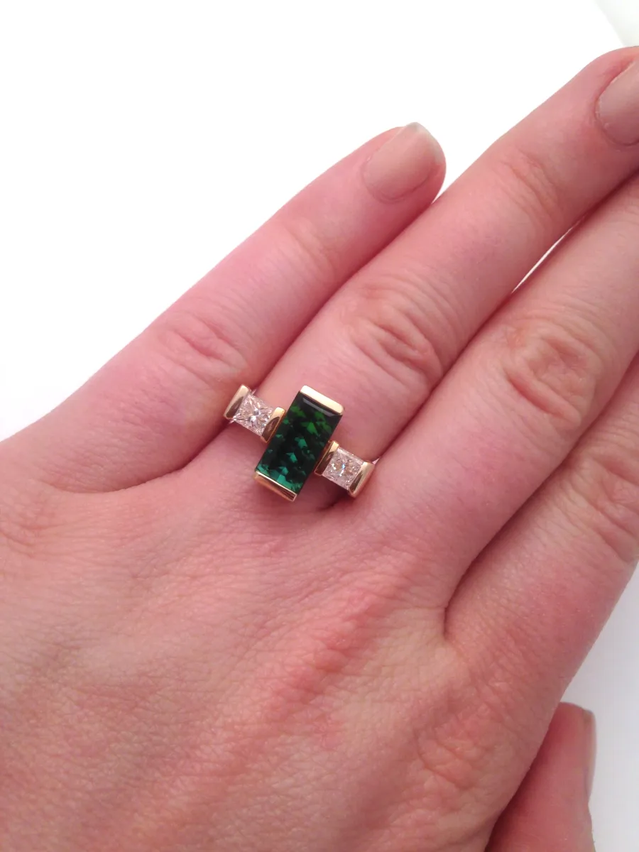 Imogen Green Tourmaline Bar Ring by Sharon Teaman