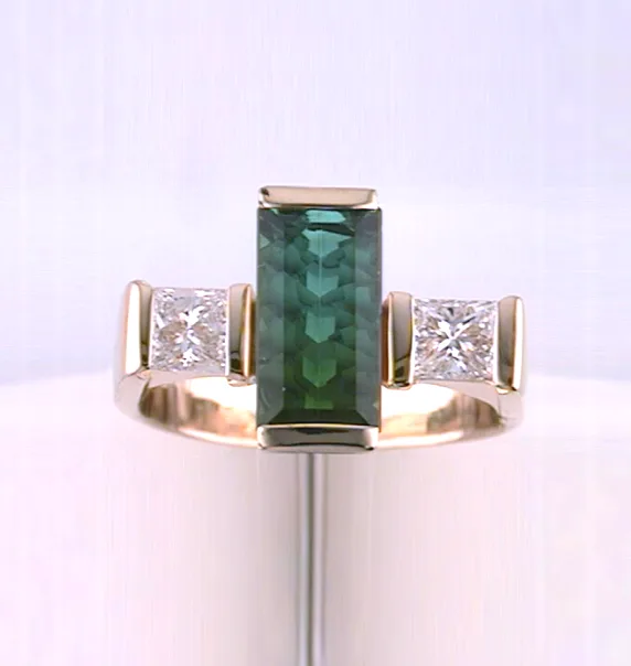 Imogen Green Tourmaline Bar Ring by Sharon Teaman — view 2