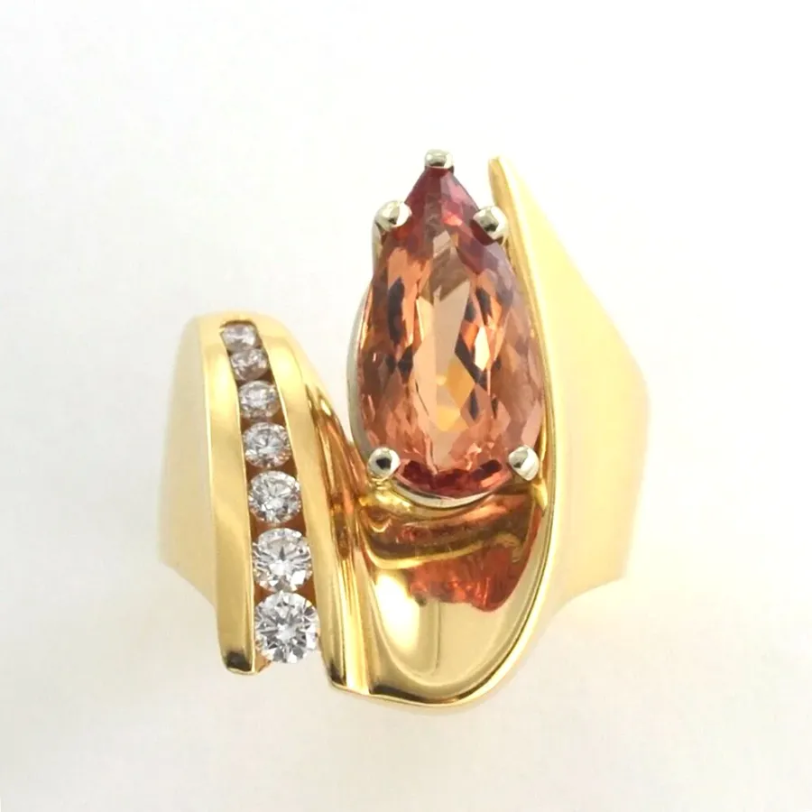 Imperial Topaz Elongated Pear Shape Ring by Sharon Teaman