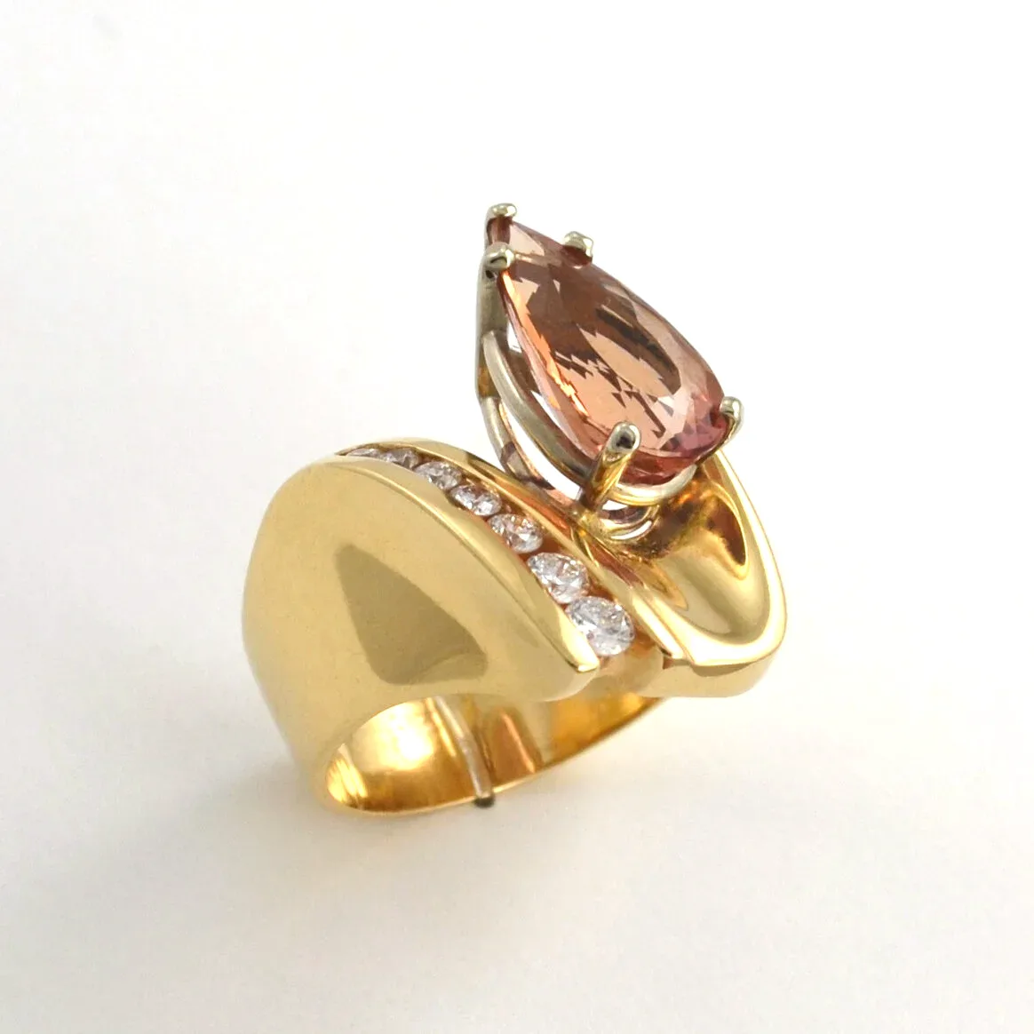 Imperial Topaz Elongated Pear Shape Ring by Sharon Teaman — view 2
