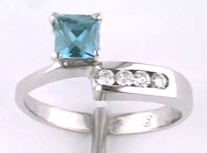 Jenny Blue Zircon Ring with diamonds by Sharon Teaman — view 1