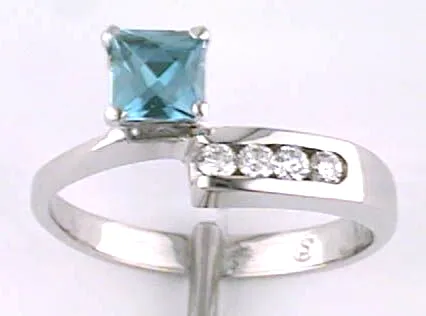 Jenny Blue Zircon Ring with diamonds by Sharon Teaman
