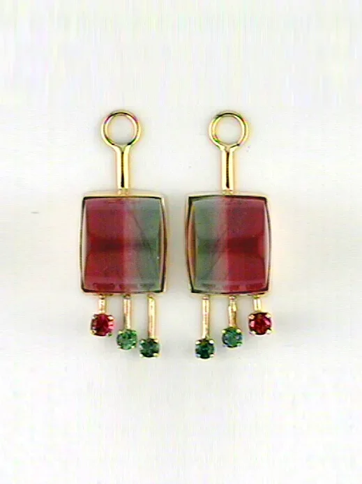 Juicy Watermelon Tourmaline Drops - Earrings. (Overall size 39 x 14mm) by Sharon Teaman — view 3
