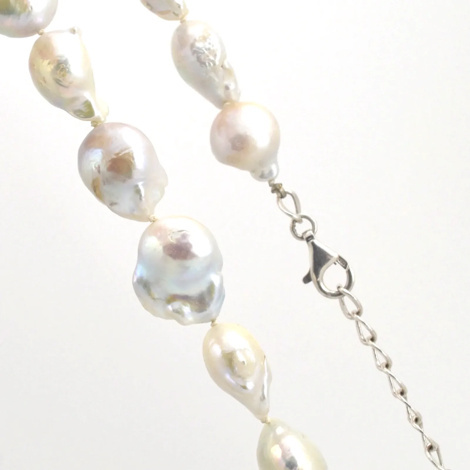 Large Freshwater White Baroque Pearls 20mm to 15mm with Adjustable length chain by Sharon Teaman — view 2