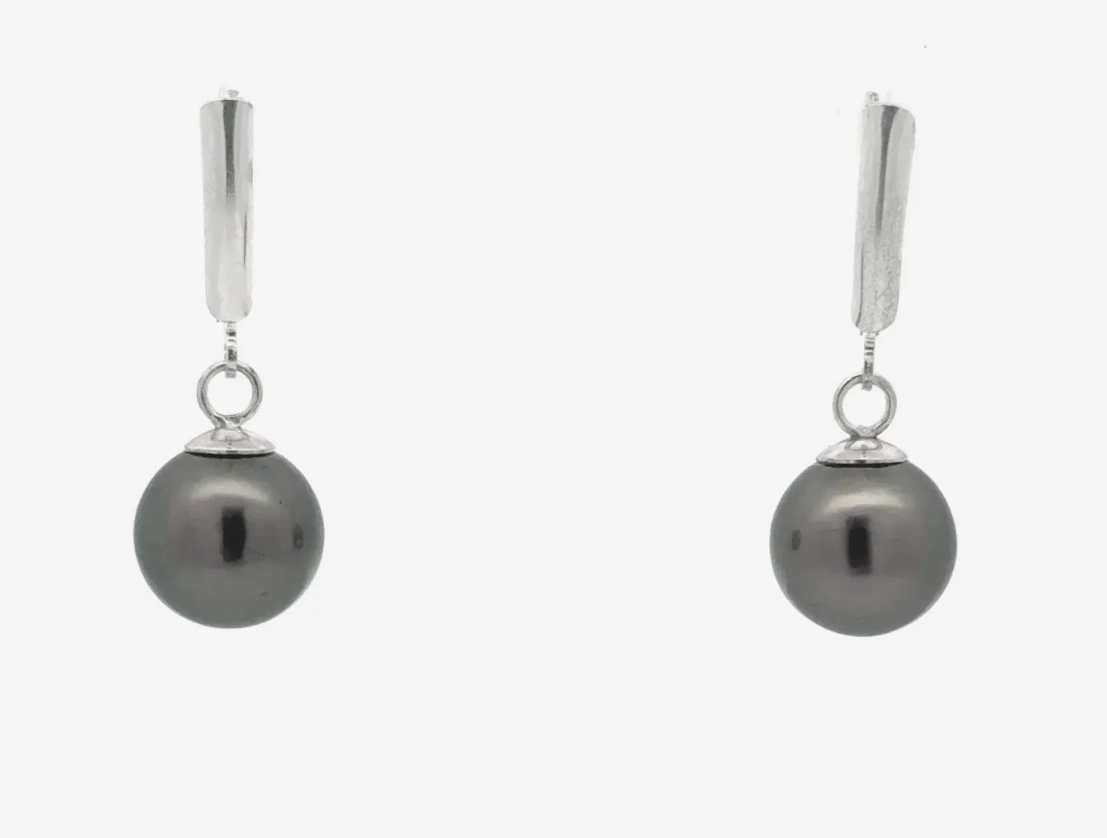 Matching 12.0mm Tahitian Pearls Dangle Earrings - Sterling Silver by Sharon Teaman — view 1