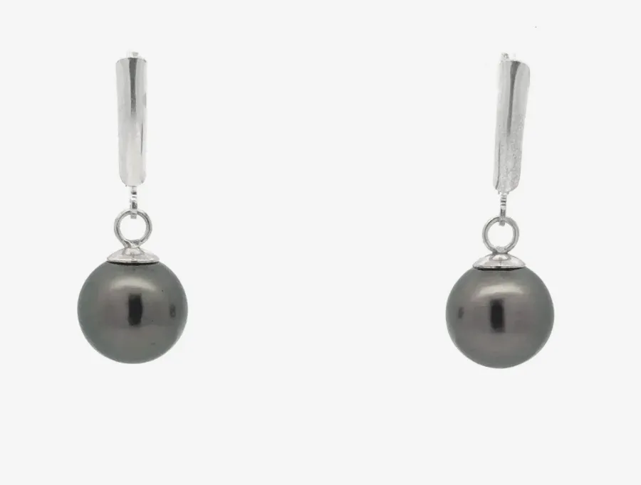Matching 12.0mm Tahitian Pearls Dangle Earrings - Sterling Silver by Sharon Teaman